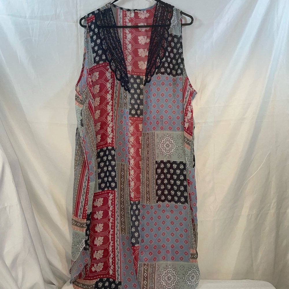 Est. 1946 Plus Size Sleeveless Red and Blue Cover Up